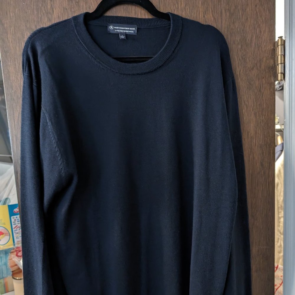 Hart Schaffner Marx Navy Merino Wool Sweater (Large)